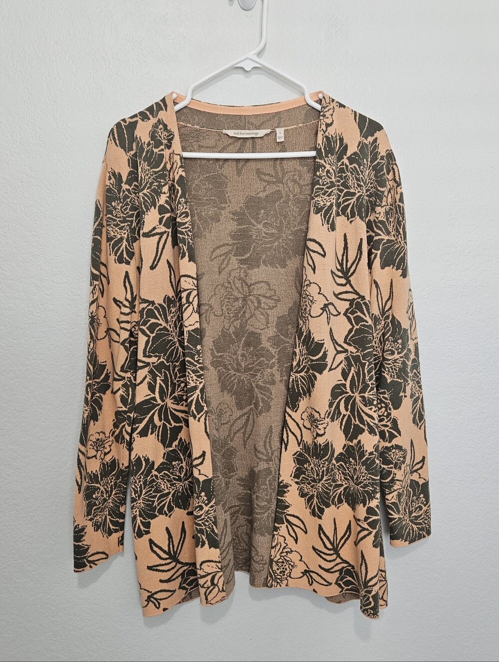 Soft Surroundings | Cotton Blend Open Front Cardigan Womens Large Desert Rose
